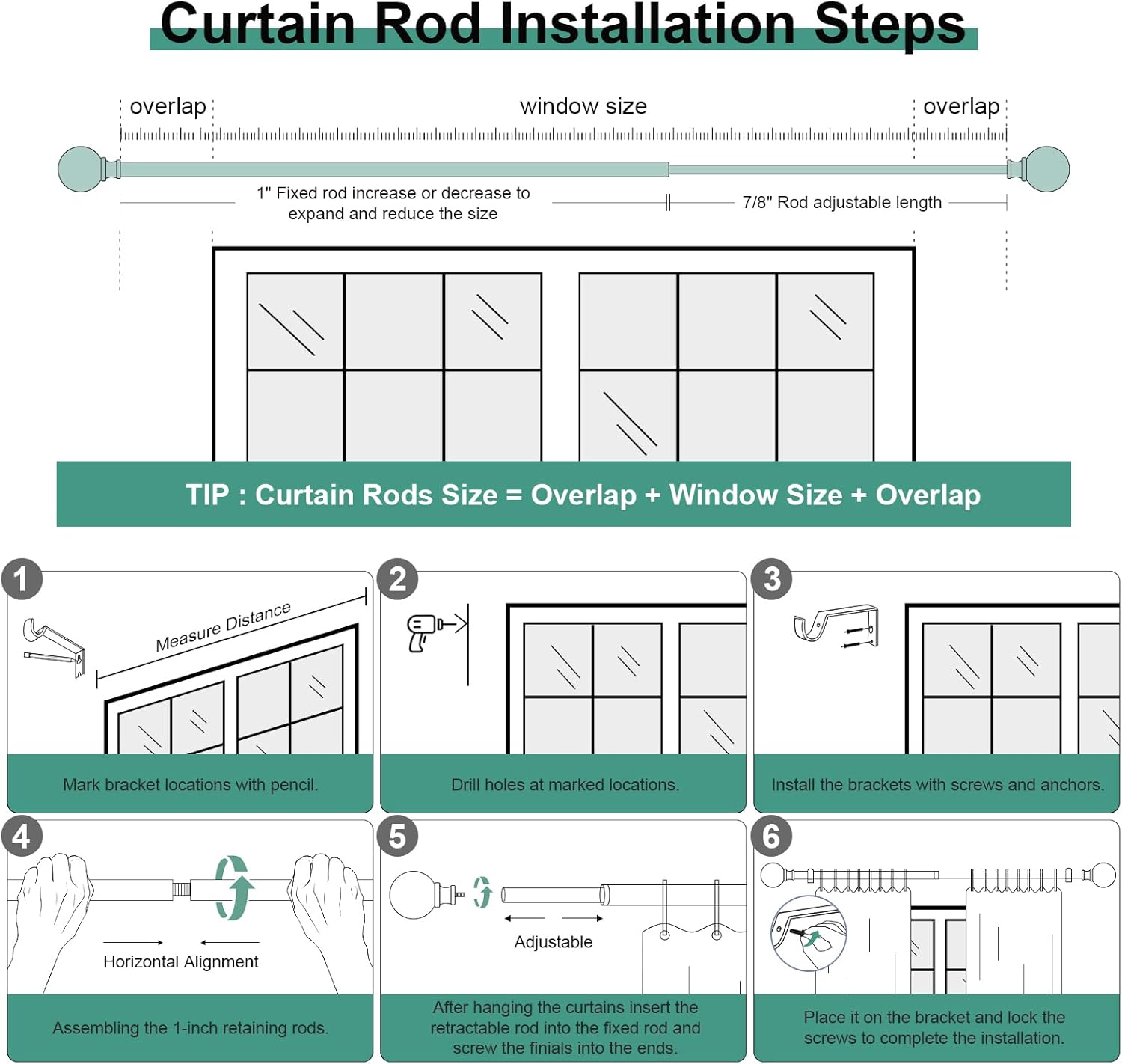 2 Pack Boho Wood Curtain Rods for Windows 66 to 120 inch,1 Adjustable Heavy Duty Window Curtain Rod with Imitation Wood Grain Finials,Rustic Decorative Drapery Rods Set 36-120'',Weathered Wood